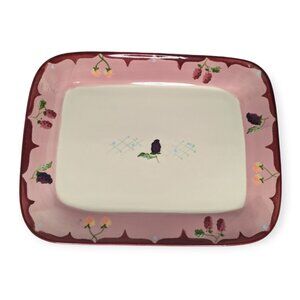 Hartstone Pottery Ceramic Glazed Berry Themed Rectangle Platter 12" x 9"